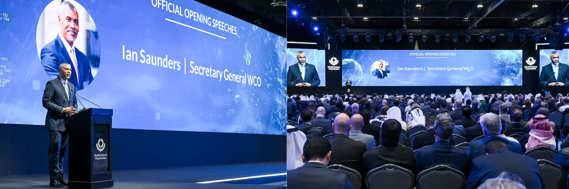 Ian Saunders, Secretario General de la OMA, durante su discurso de apertura. 